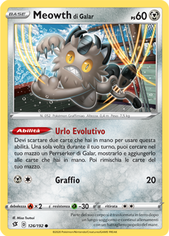 Meowth di Galar 126/192 Reverse NM (ITA)