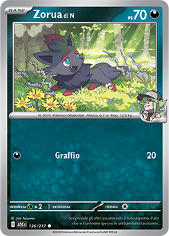 Zorua di N 136/295 Reverse Ball Pattern NM (ITA)