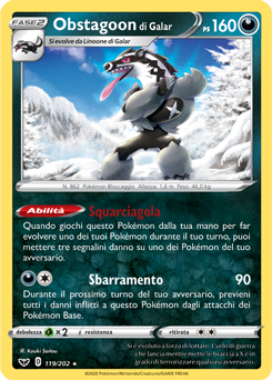 Obstagoon di Galar 119/202 NM (ITA)