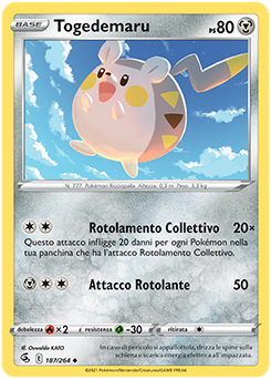 Togedemaru 187/264 Reverse NM (ITA)