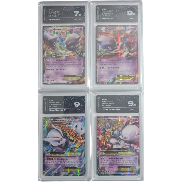 Mewtwo EX 61-62-63-64 Turbo Blitz - AiGrading 1x7,5-3x9,5 (ITA)